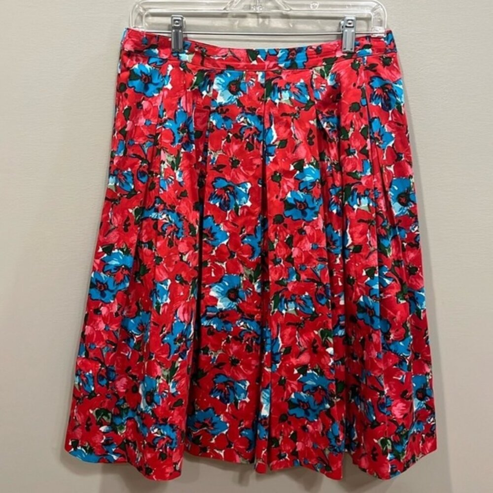 Talbots Pleated Floral Midi Skirt
